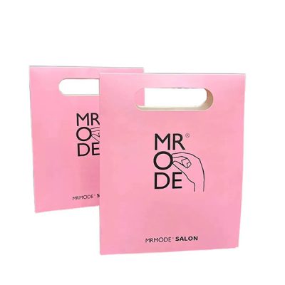 Elegant Die Cut Paper Bags for Salon Store - Custom Handle Packaging with Logo