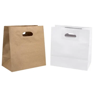 Biodegradable Diecut Handle Kraft Paper Bags - Sustainable Store Packaging