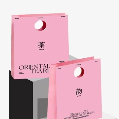 Designer Pink Paper Bags with Round Handle - Elegant Retail Packaging