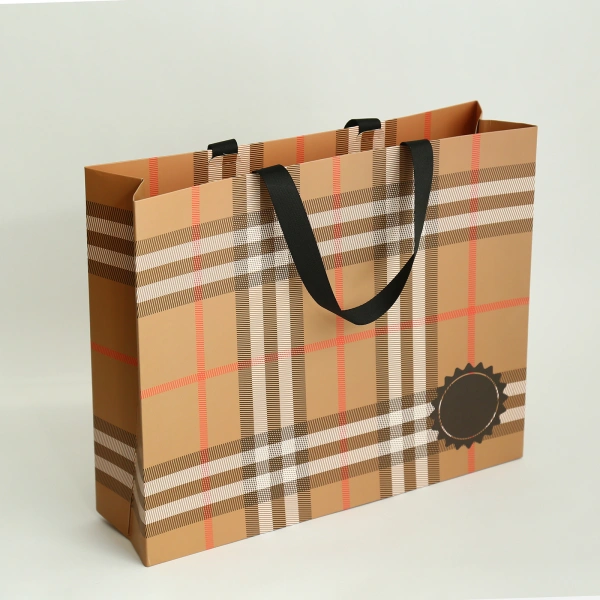 Burberry Stripe Pattern Paper Bag for Retail Packaging and Brand Presentation