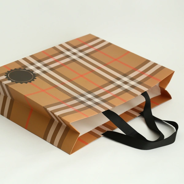 Burberry Stripe Pattern Paper Bag for Retail Packaging and Brand Presentation - Image 5