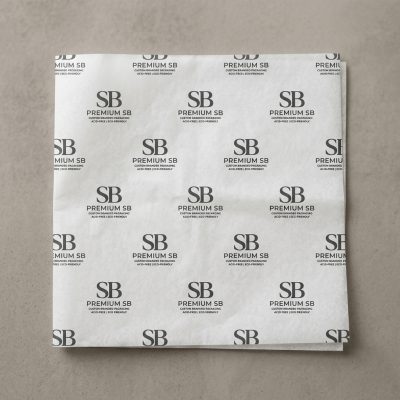 Premium SB Logo Printed White Tissue Paper - Custom Branded Acid-Free Packaging Solution